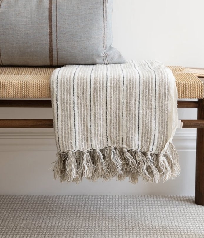 Neutral Stripe Throw, 50" x 70" - Image 1