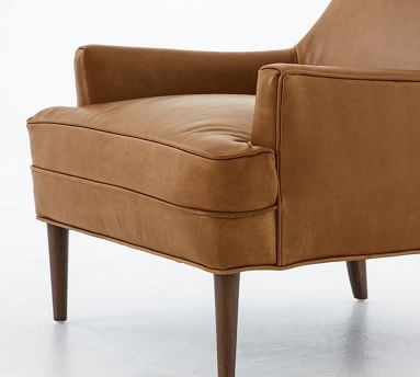 Reyes Leather Armchair, Polyester Wrapped Cushions, Signature Maple - Image 3