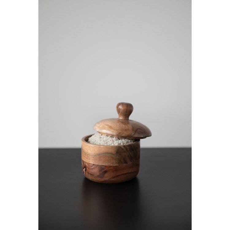Acacia Wood Spice Jar with Lid - Image 1