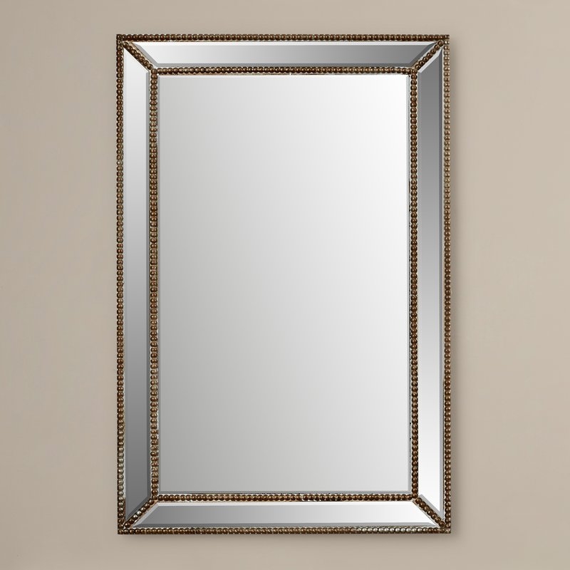 Baek Traditional Rectangle Glass/Wood Wall Mirror - Image 1