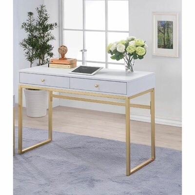 White & Brass Home Office Computer Desk/Writing Desk - Image 0