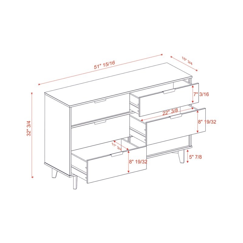 Cecille Groove 6 Drawer Double Dresser - Image 3