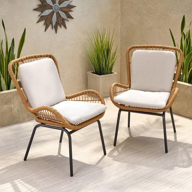 Mccaskill Outdoor Wicker Club Patio Chair with Cushions (Set of 2) - Image 0