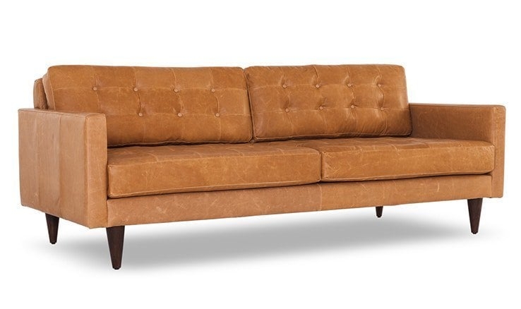 Eliot Mid Century Modern Leather - Sofa Santiago Camel - Image 1
