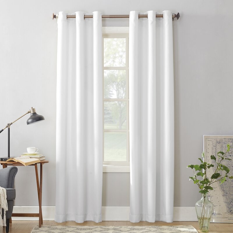 Traditional Bedroom Design Shop the Look by Alcott Hill in Alcott Hill Beulah Solid Semi-Sheer Grommet Single Curtain Panel - Image 0