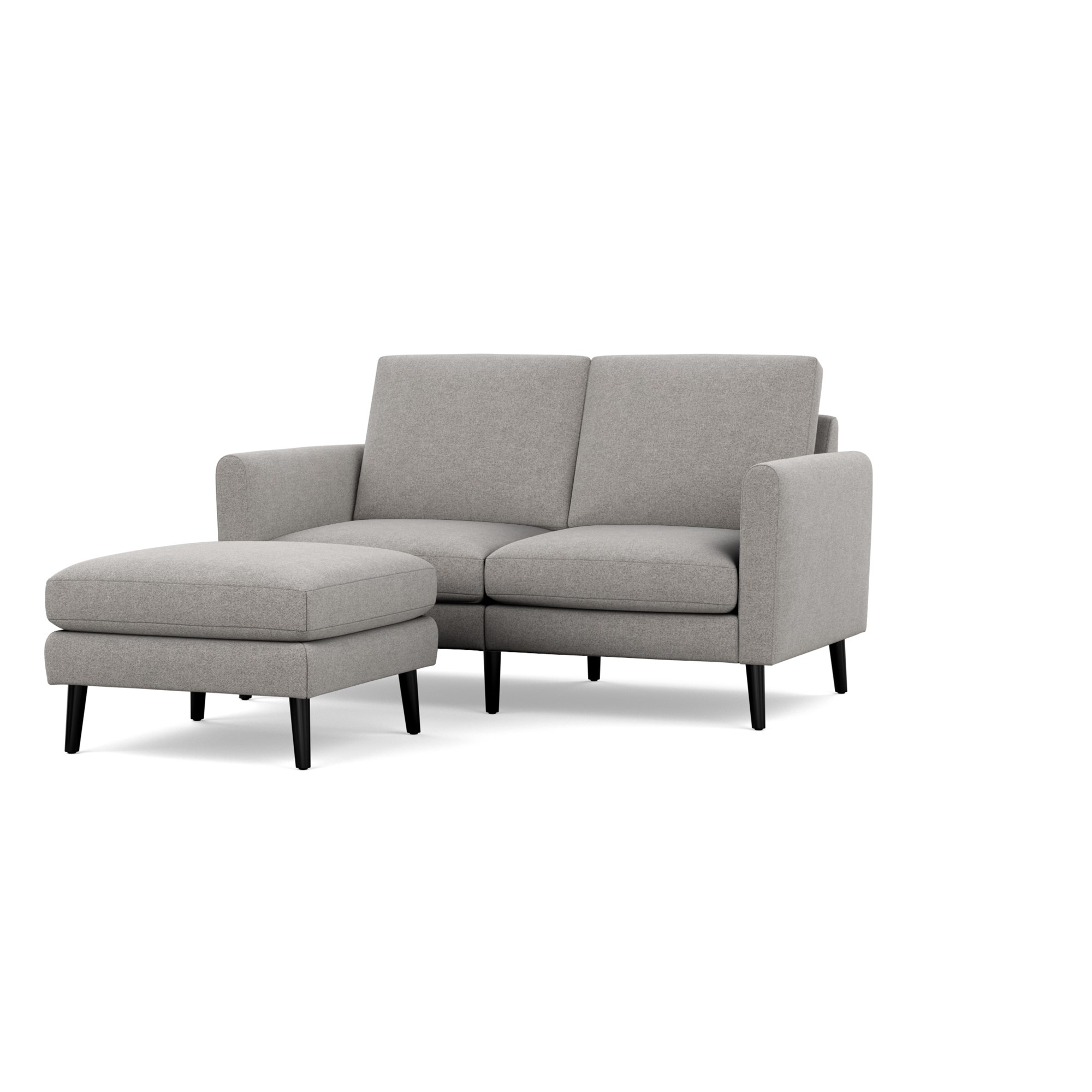 Nomad Loveseat with Ottoman - Crushed Gravel - Performance Basketweave / Ebony - Wood / Arch - Image 0