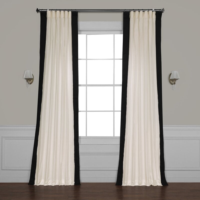 Winsor Cotton Solid Light Filtering Rod Pocket Single Curtain Panel in Black - 50"x96" - Image 0