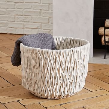 Chunky Weave Large Basket, Ivory - Image 0