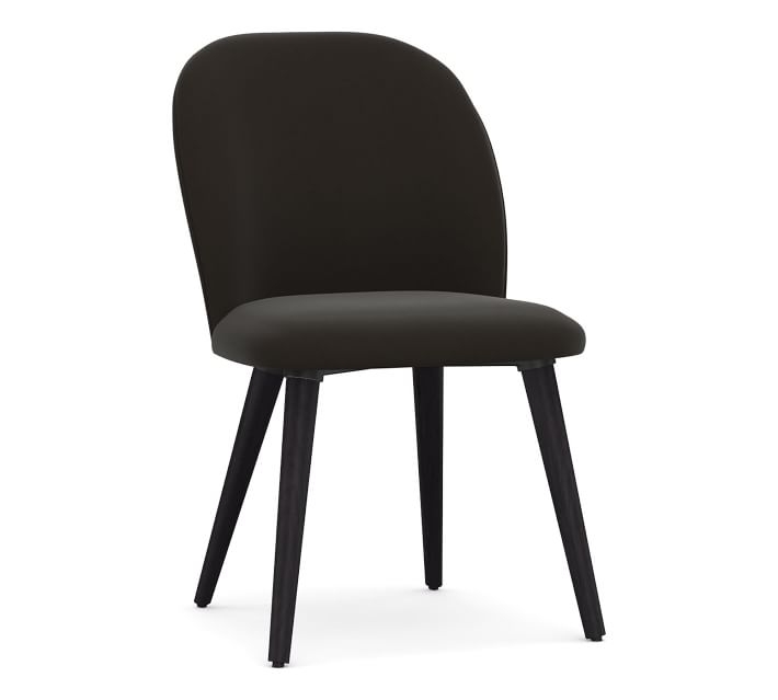 Brea Upholstered Dining Side Chair, Black Leg, Performance Everydayvelvet(TM) Smoke - Image 0