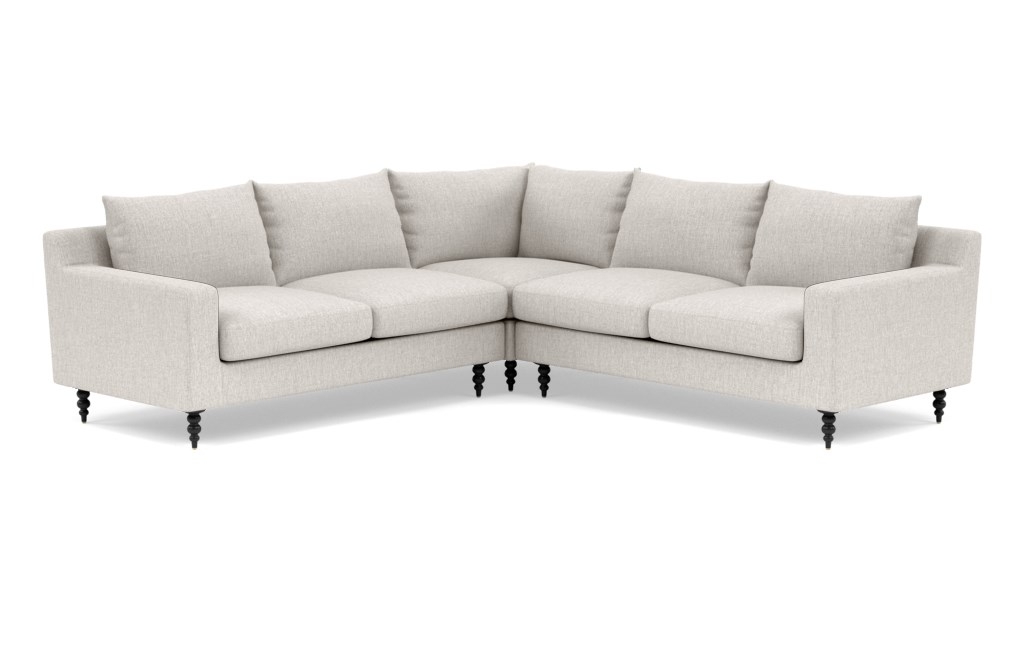SLOAN Corner Sectional Sofa in Wheat with Matte Black Tapered Turned Wood Leg - Image 0
