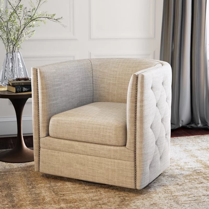 30.3'' Wide Tufted Swivel Barrel Chair - Image 0