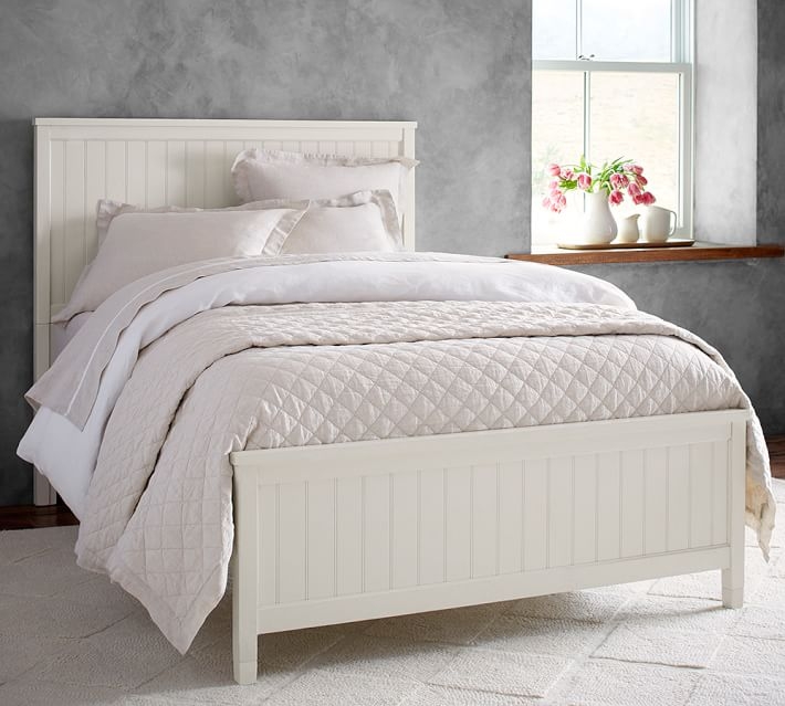 Beadboard Platform Bed, Queen, Simply White - Image 0