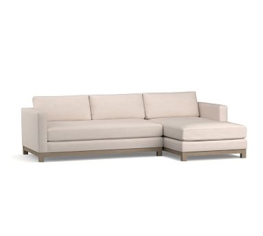 Jake Upholstered Left Arm 2-Piece Sectional with Chaise with Wood Legs, Polyester Wrapped Cushions, Performance Twill Stone - Image 2
