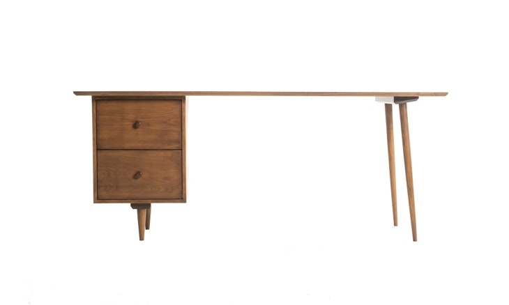 Alcott Mid Century Modern Desk - Walnut - Left - Image 0