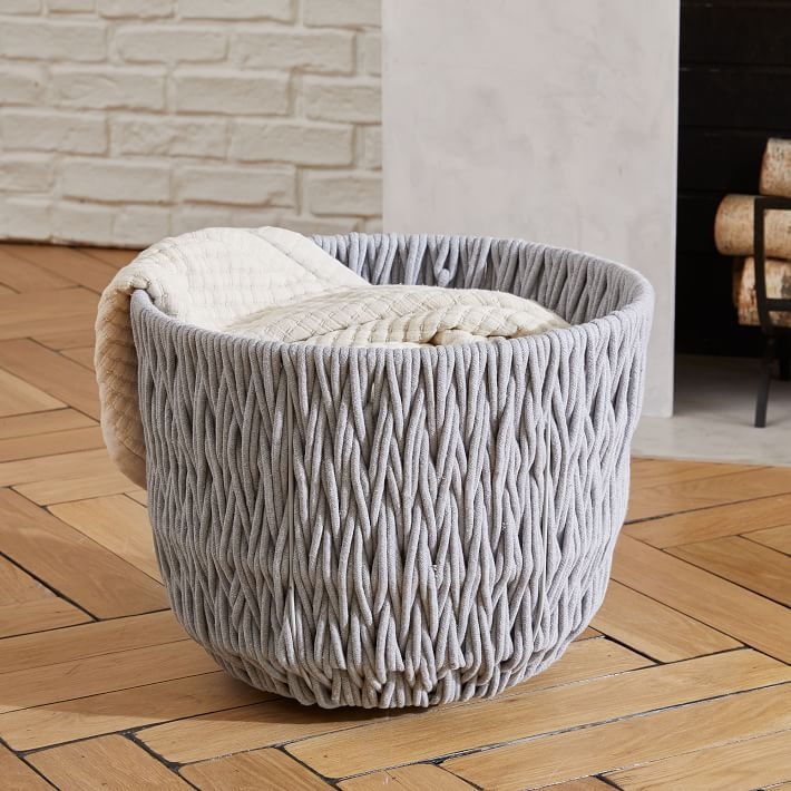 Chunky Weave Large Basket, Gray - Image 0