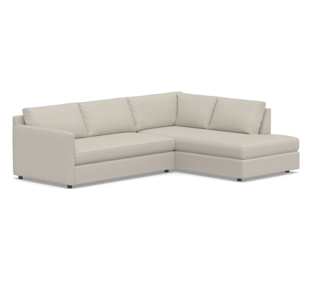 Pacifica Square Arm Upholstered Left Sofa Return Bumper Sectional, Polyester Wrapped Cushions, Performance Heathered Tweed Pebble - Image 0