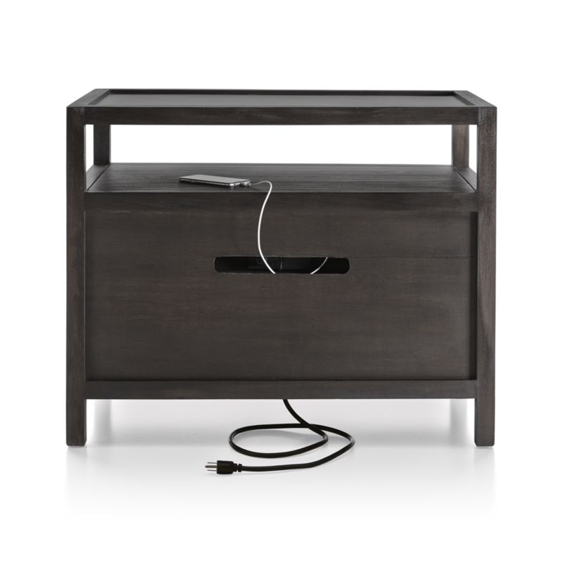 Keane Solid Wood Nightstand with Power Outlet - Image 3