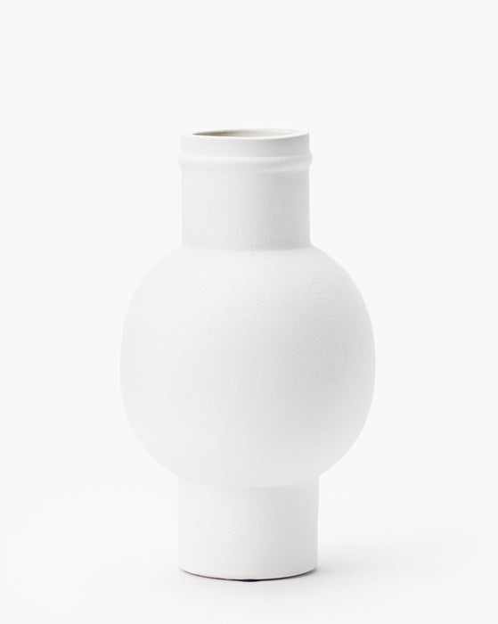 White Textured Ceramic Vase - Image 0