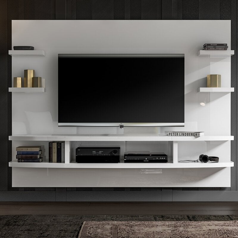 White Gloss Stein Floating mount Entertainment Center for TVs up to 60" - Image 0