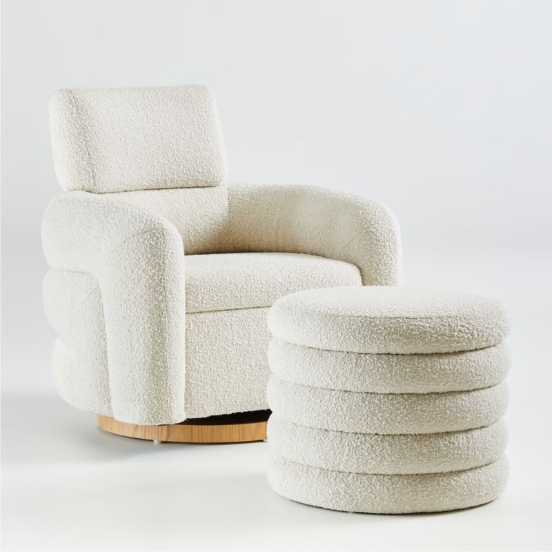 Snoozer Cream Boucle Nursery Swivel Glider Chair by Leanne Ford - Image 7