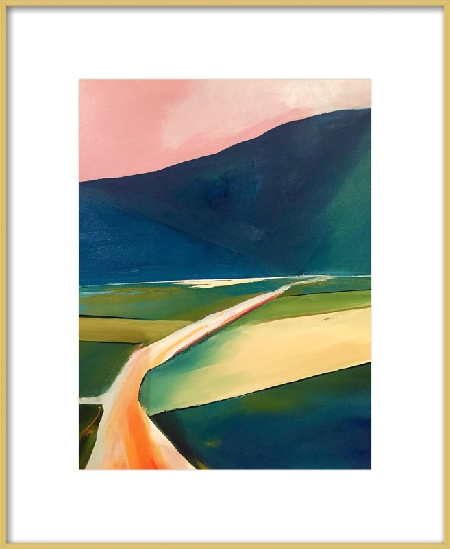 Sunset Road  BY JANET BLUDAU- 16''x20''- Frosted Gold Metal- With Matte - Image 0