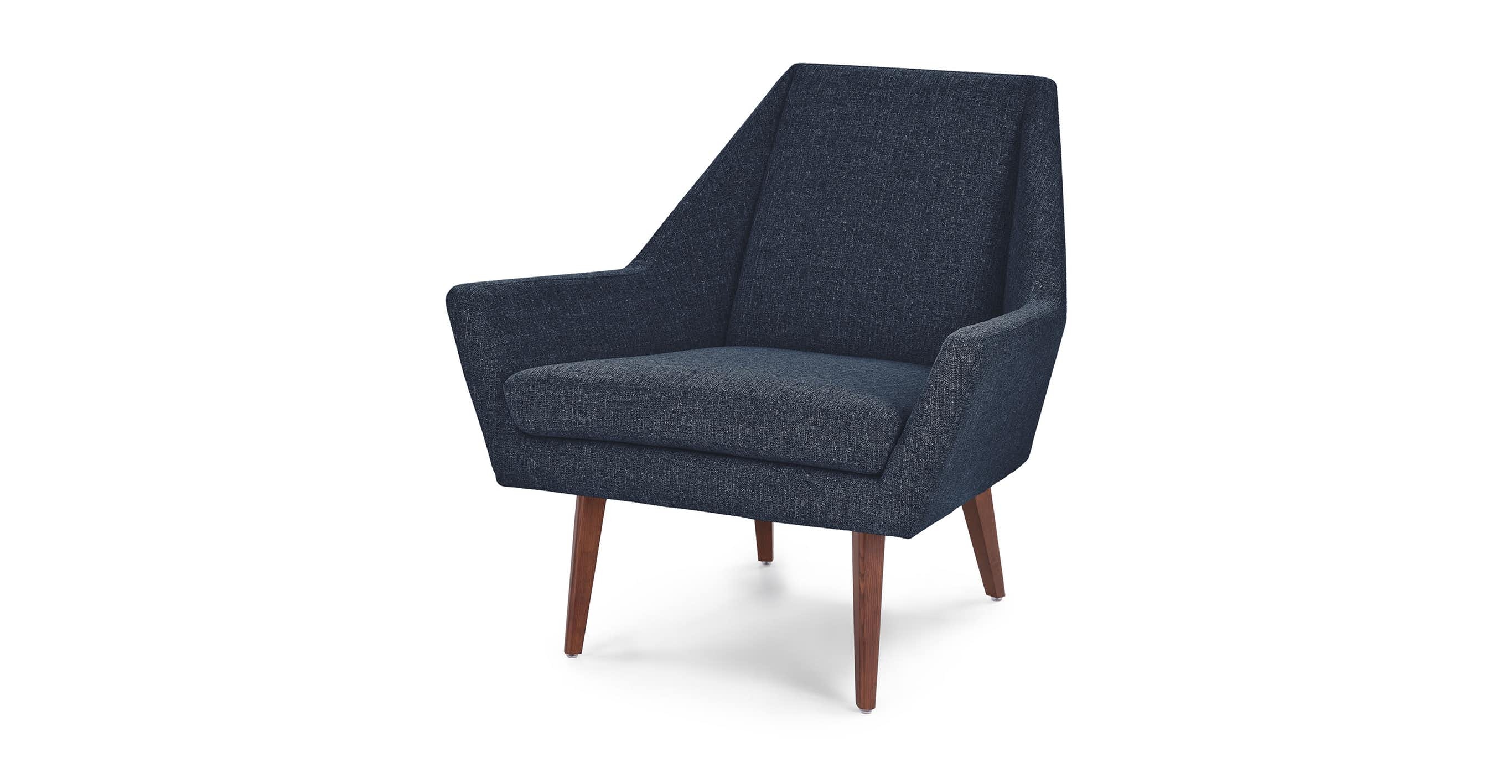 Angle Denim Blue and Walnut Chair - Image 2