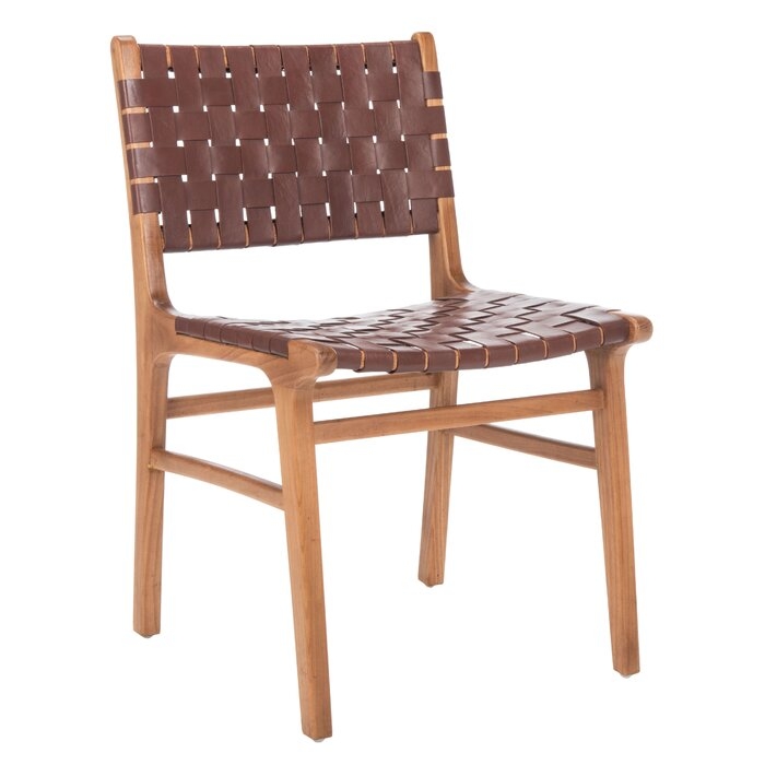 Bridget Solid Wood Woven Leather Dining Chair (set of 2) - Image 2