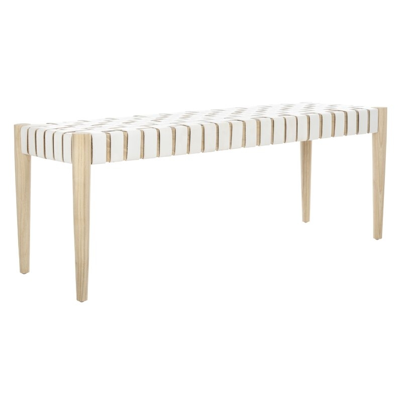Albanese Weave Leather Bench - White - Image 1