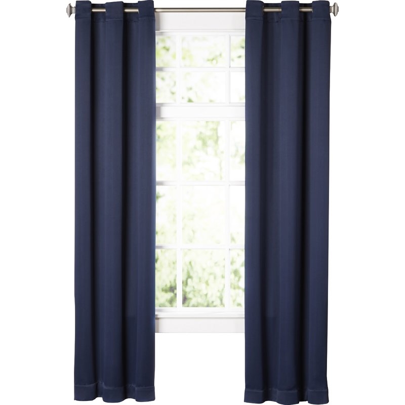 Wayfair Basics Solid Blackout Grommet Single Curtain Panel, Navy, 95"L - Image 0