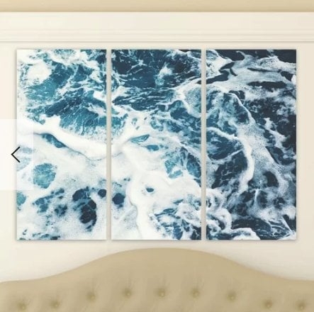'Mykonos Water I Triptych' 3 Piece Photographic Print on Wrapped Canvas in Blue/White - Image 0