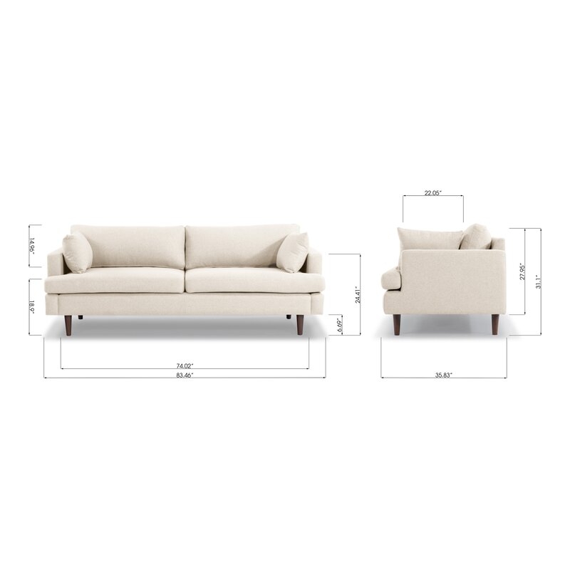 83" Recessed Arm Sofa - Image 1