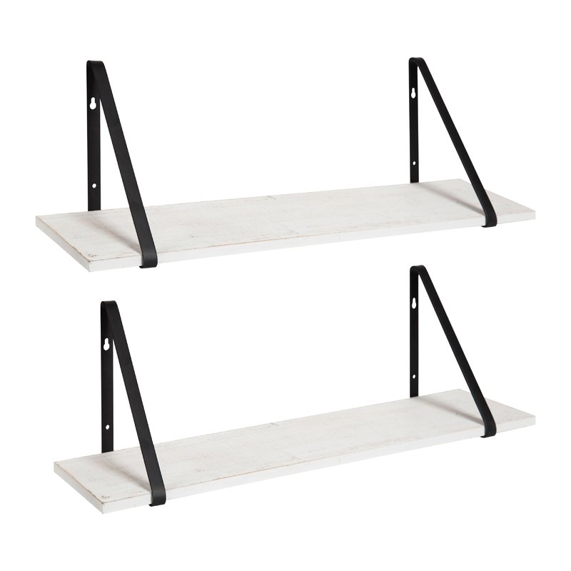 Wrigley Wooden Floating Shelf, black with white shelves - Image 3