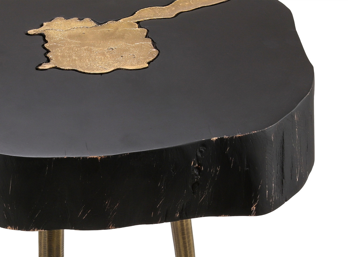 Timber Black and Brass Side Table - Image 1