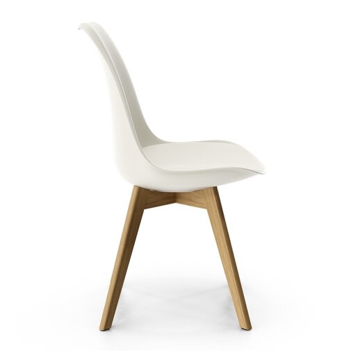 Kurt Solid Wood Upholstered Dining Chair (Set of 2) - White frame, white upholstery, natural leg - Image 4