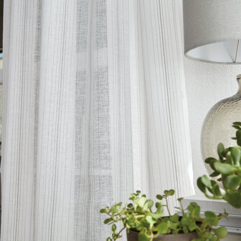 Hampton Stripe Polyester Sheer Curtain Panel - Image 2