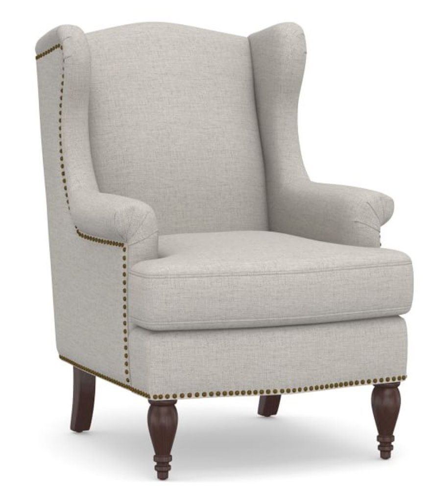SoMa Delancey Upholstered Wingback Armchair, Polyester Wrapped Cushions, Brushed Crossweave Light Gray - Image 0