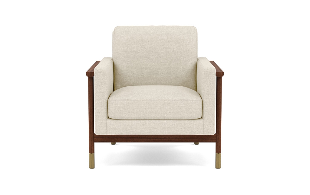 Jason Wu Petite Chair with Oat Performance Pebble Knit and Oiled Walnut with Brass Cap legs - Image 0