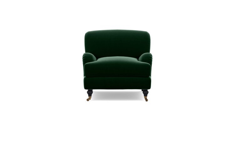 Rose by The Everygirl Chairs in Emerald Fabric with Matte Black with Brass Caster legs - Image 0