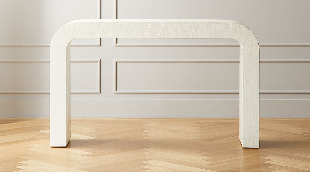 HORSESHOE WHITE LACQUERED LINEN CONSOLE TABLE - Image 0