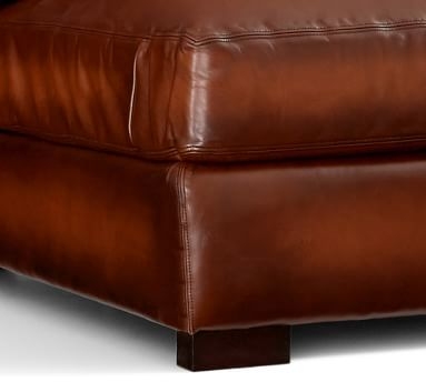 Turner Square Arm Leather 3-Piece L-Shaped Corner Sectional, Down Blend Wrapped Cushions, Leather Statesville Caramel - Image 2