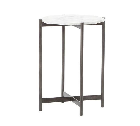 Montague Marble End Table, Ivory - Image 0