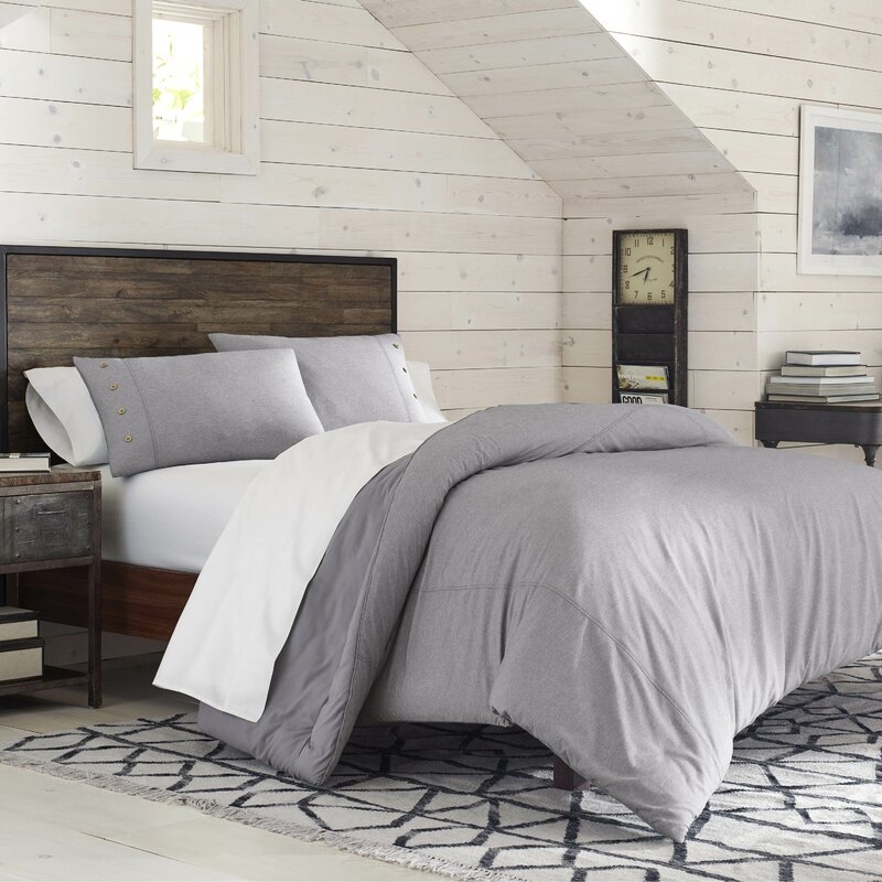 Twin Comforter + 1 Sham Gray Riley Reversible Comforter Set - Image 0