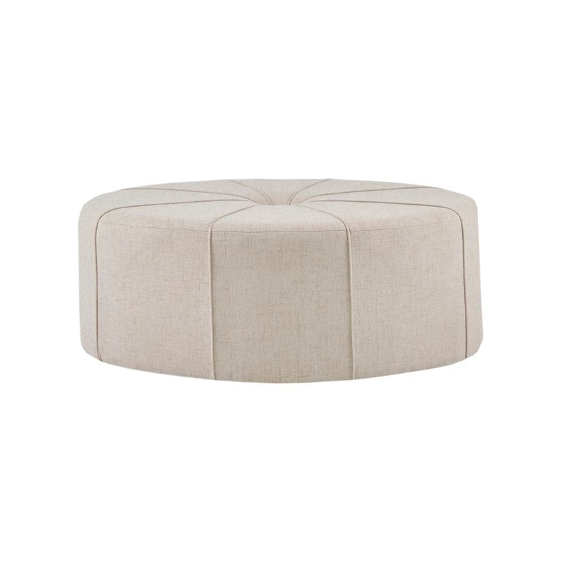 Christopher 48.5" Wide Tufted Oval Cocktail Ottoman, Cream - Image 0