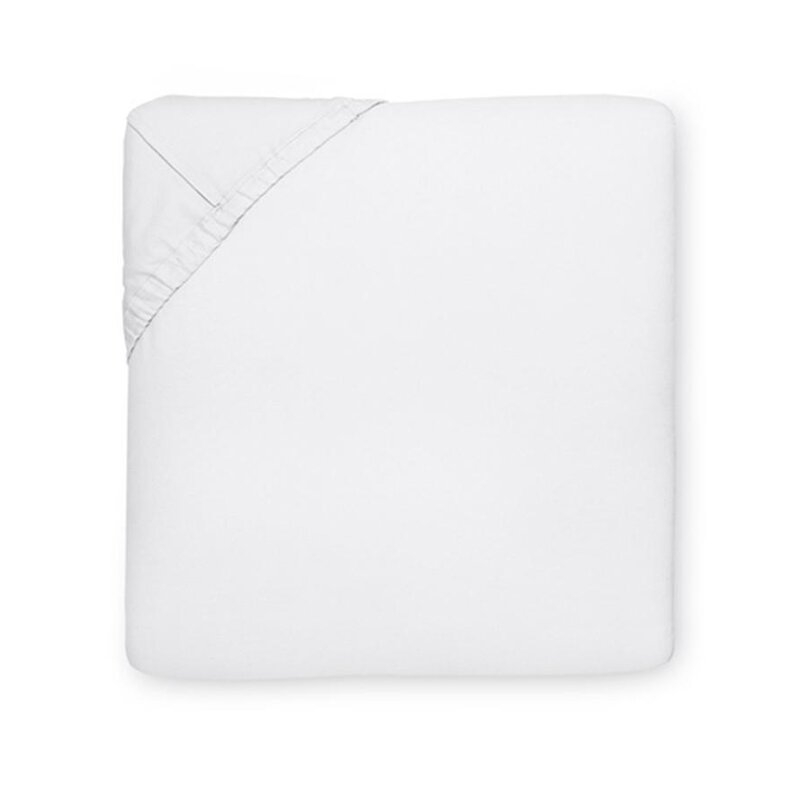 SFERRA Sereno 100% Cotton Percale Fitted Sheet Color: White - Image 0