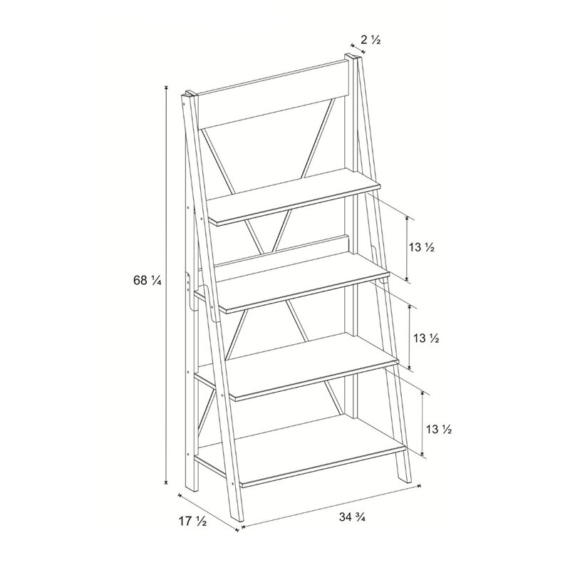 Eliott 68'' H x 31'' W Solid Wood Ladder Bookcase - Image 3