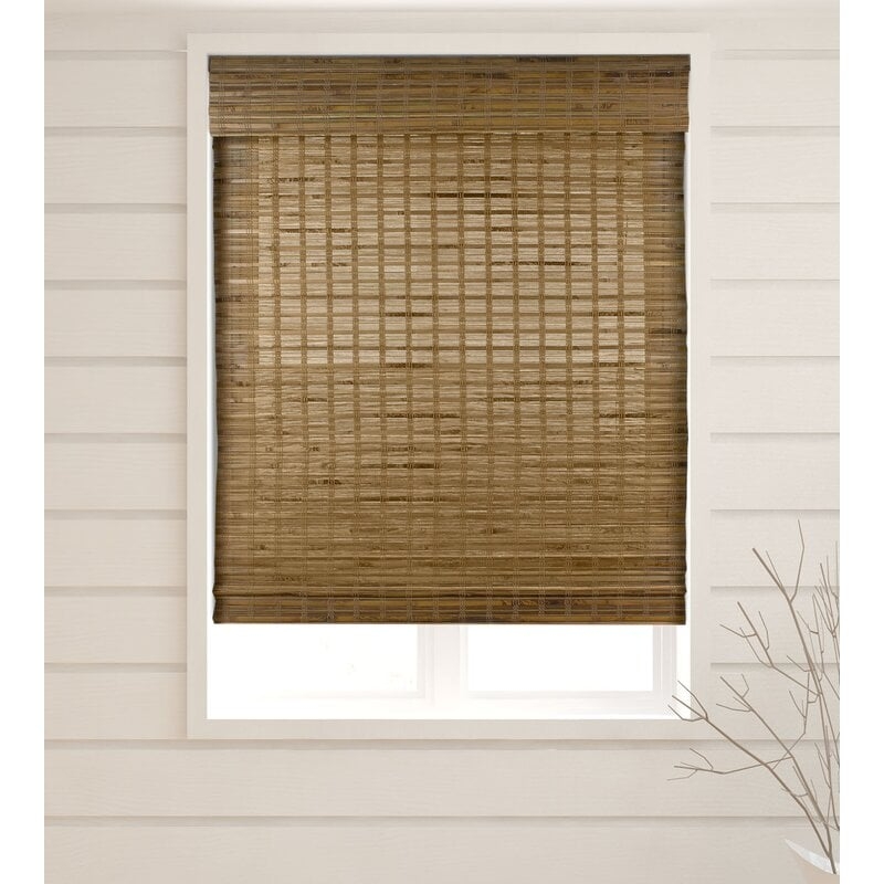 Semi-Sheer Brown Roman Shade - Image 0