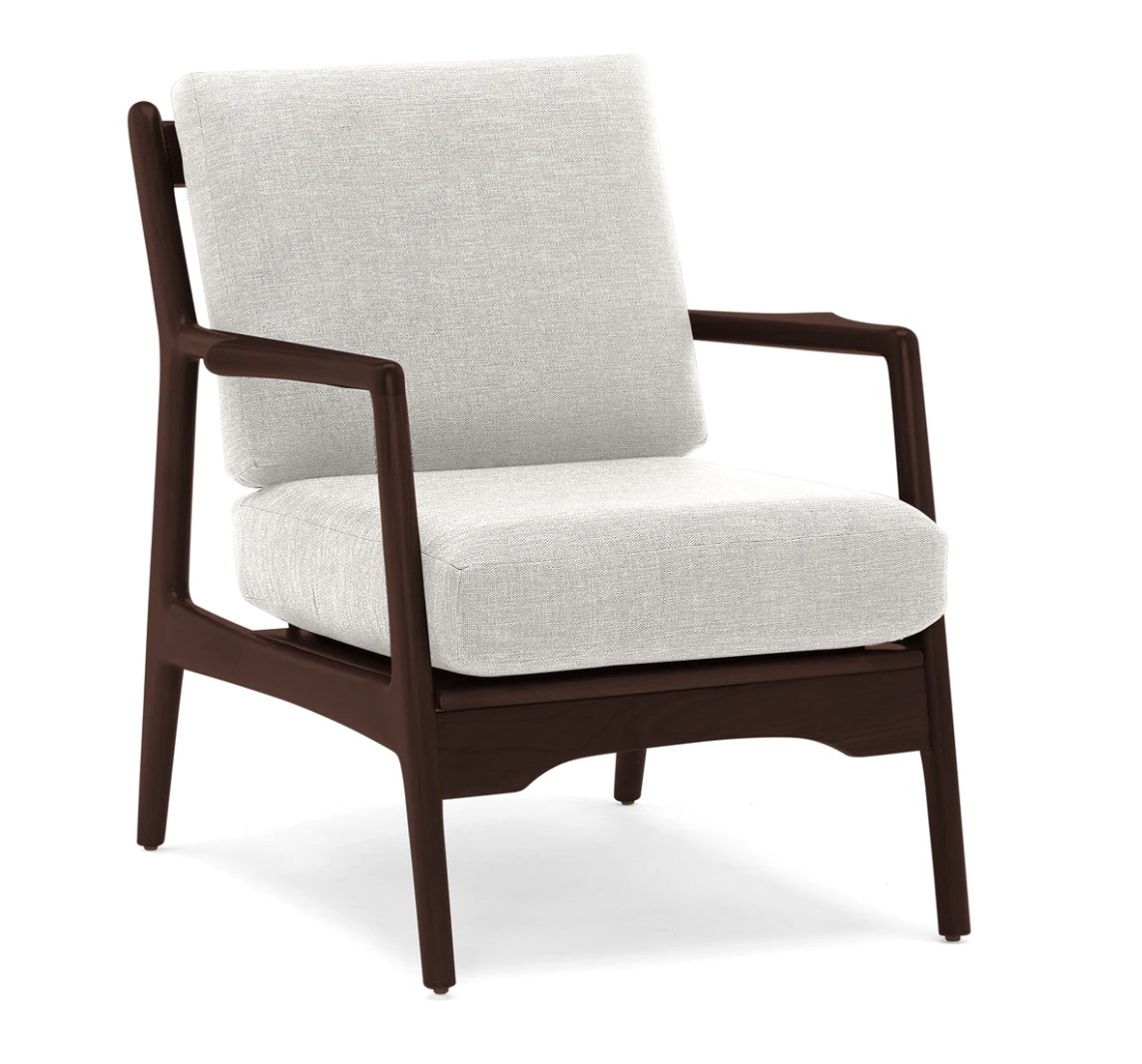 White Collins Mid Century Modern Chair - Tussah Snow - Walnut - Image 0