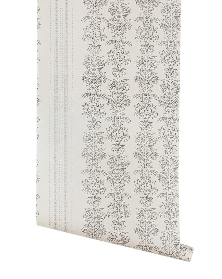 DEMI FLORAL STRIPE WALLPAPER - Image 0
