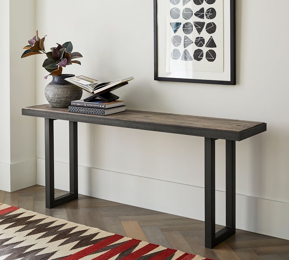 Thorndale 72" Reclaimed Wood Console Table, Rustic Warm Gray - Image 1