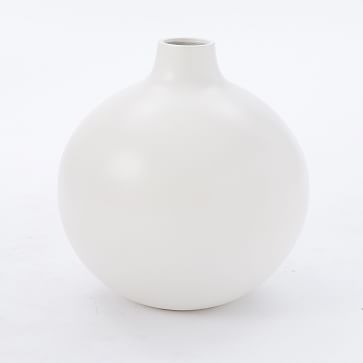 Pure White Ceramic Vase, Oversized Ball - Image 0